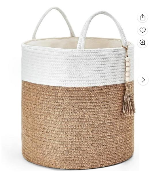 Handwoven Decorative Storage Basket for Closet, Shelf and Living Room Organization