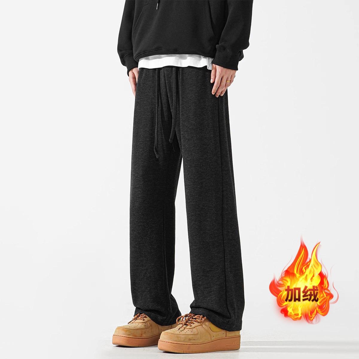 

Trendy Brand Drape Gray Glutinous Rice Pants Men s Autumn American Retro Wide-leg Trousers High Street Versatile Casual Couple Pants 3XL