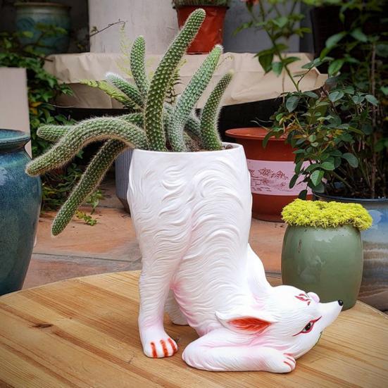 Nine-tailed Fox Flower Pot Indoor Outdoor Resin Planter Pot Home Balcony Garden