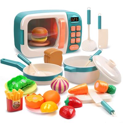 Cute Stone Play Play 20 Piece Cooking Pretend Birthday Gift Set, Toys, Kitchen, Microwave, Set, Utensils, Ingredients, Fruits, Parent-Child Games,