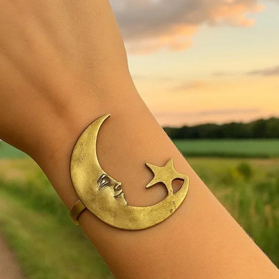 1/2 stk Gullfarget Stjerne Måne Armmansjett Armbånd Åpning Justerbar Armring
