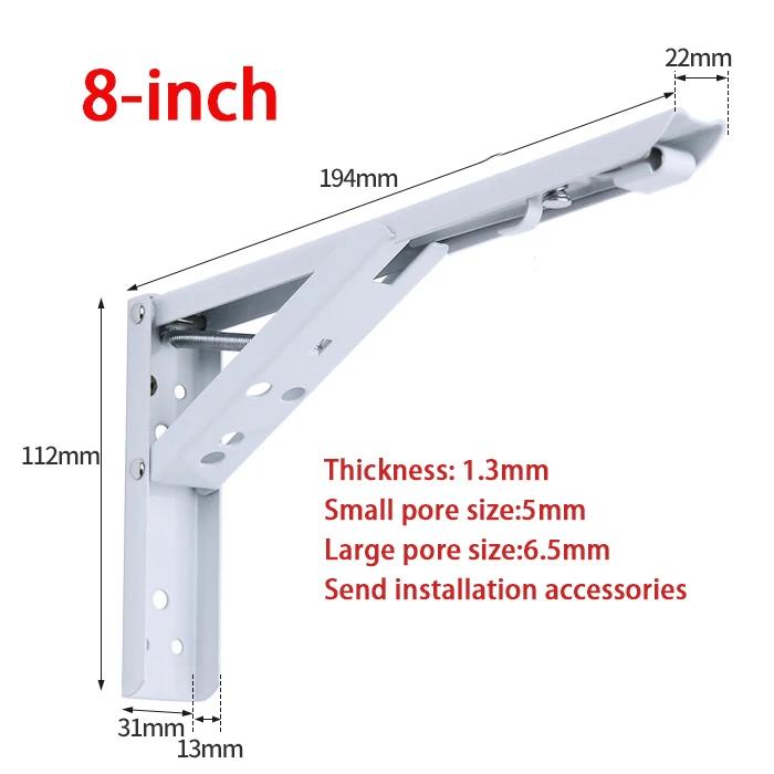 2Pcs 8/10/12/14 Inch Stainless Steel Tripod Bracket L-Shaped Wall Mounted Thickened Angle Bracket Foldable Right Angle Bracket