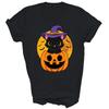 Niedliches Halloween Schwarze Katze Hexenhut Kürbis Unisex Shirt Geschenk
