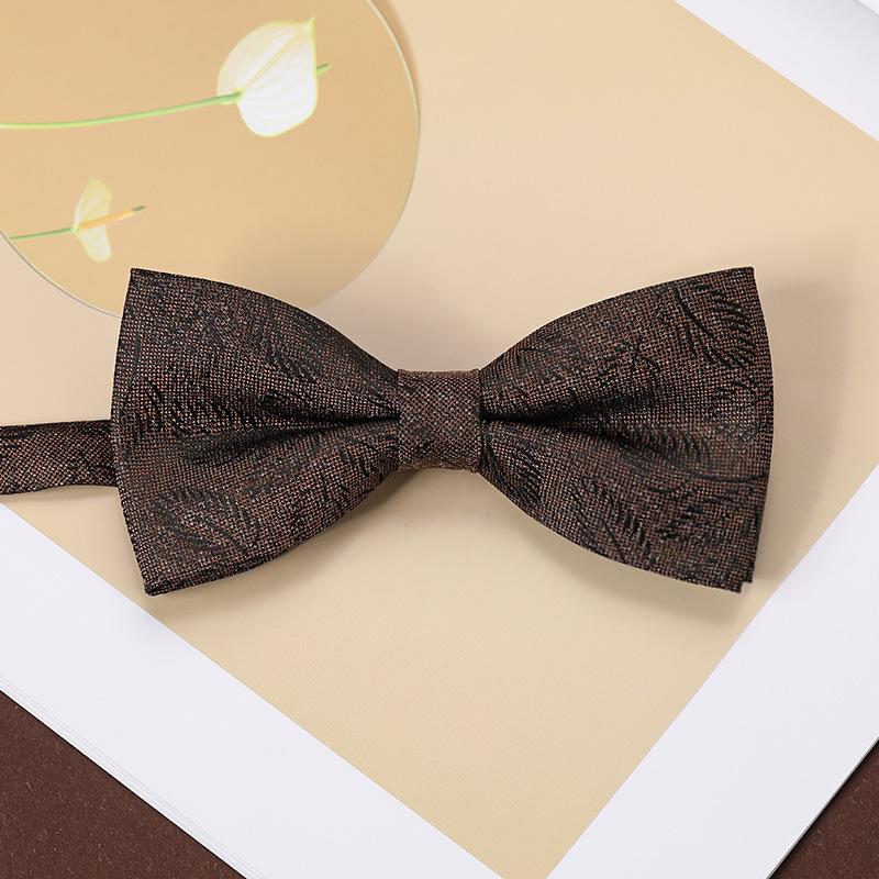 Men'S Fashion Bow Tie Color Woven Jacquard Double Striped Small Flower Business Retro Suit Shirt Bow