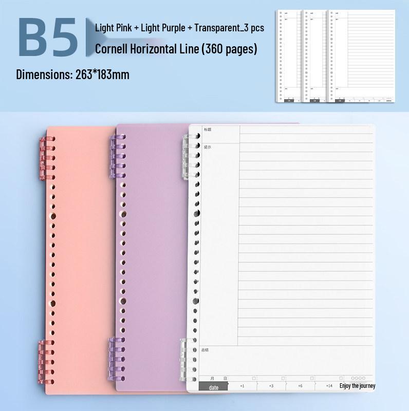 B5 Thickened Loose-leaf Cornell Notebook for Exam Prep: Ideal for High School & Postgraduate Students