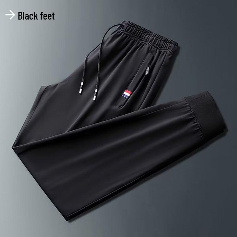 

Men s Summer Ice Silk Breathable Elastic Cuff Loose Fit Pants XL (120-130 kg)