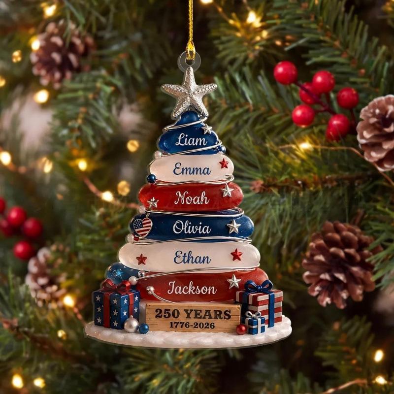 Patriotic Theme Acrylic Christmas Ornaments for the 250th U.S. Anniversary