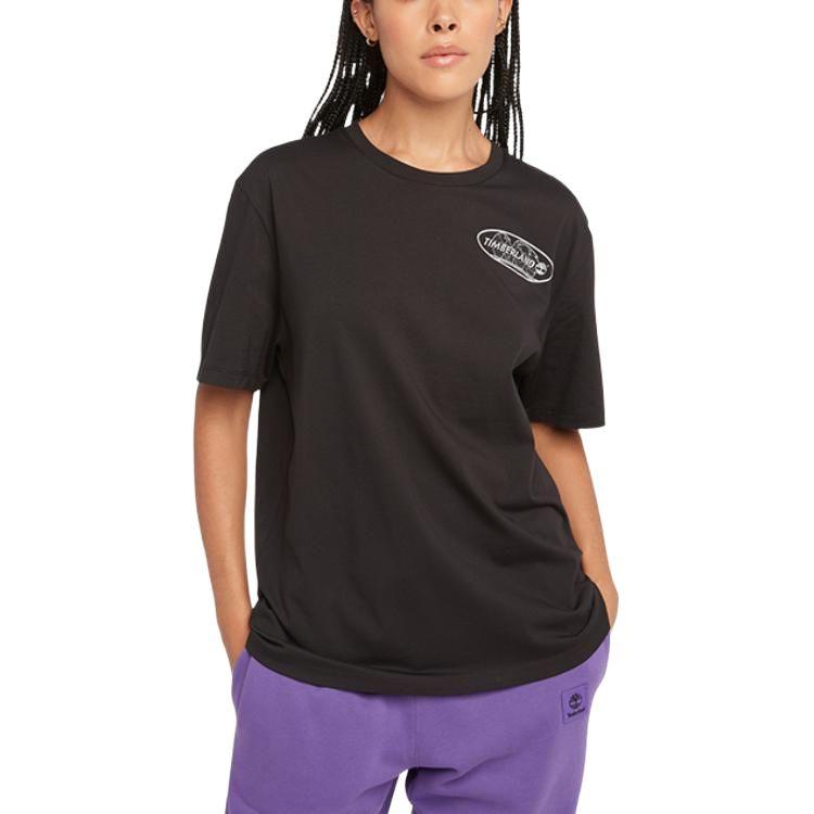 Timberland Lässiges Bequemes Atmungsaktives Bedrucktes Kurzarm-T-Shirt Unisex Tops Schwarz A4195-001