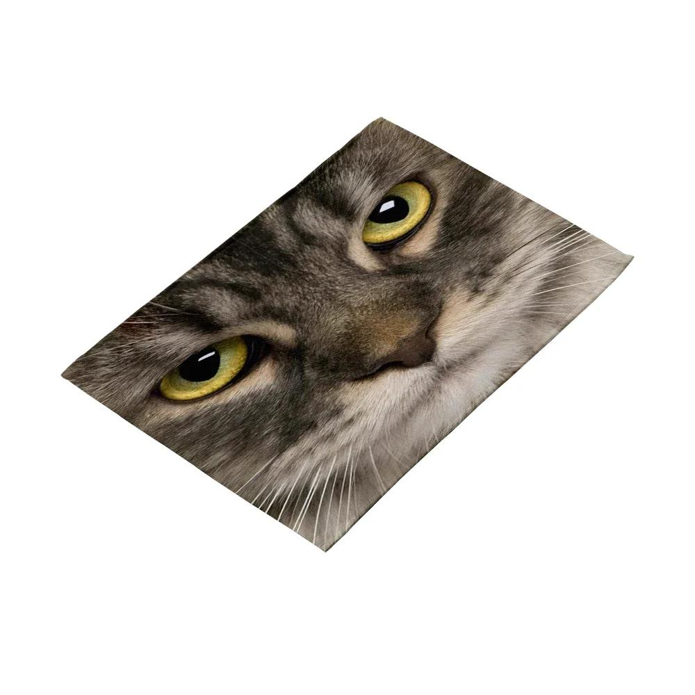 Tryckt Söt Kattansikte Bordstablett Halkfri Värmetålig Tvättbar Köksbord Tallrik Skål Underlägg Barnens Duk