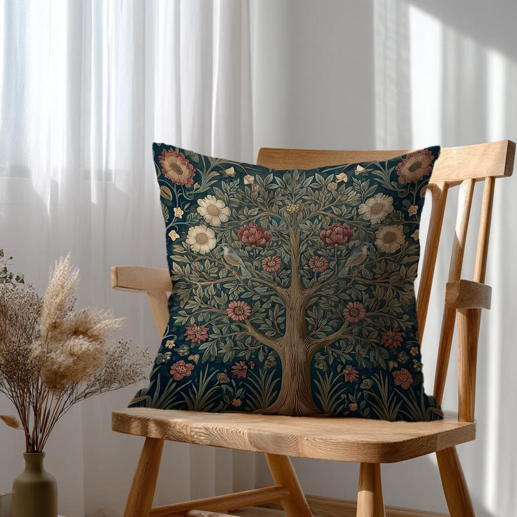 YOU FOUND ME William Morris Abstract Art Floral Design Throw Pillow Cover Home Decor, Vintage Tree Pillowcase Cover for Bed Sofa Living Room, Indoor