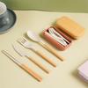 Japanese-Style Wheat Straw Cutlery Set Knife Fork Spoon Chopsticks - Three-Piece Folding Portable Cutlery