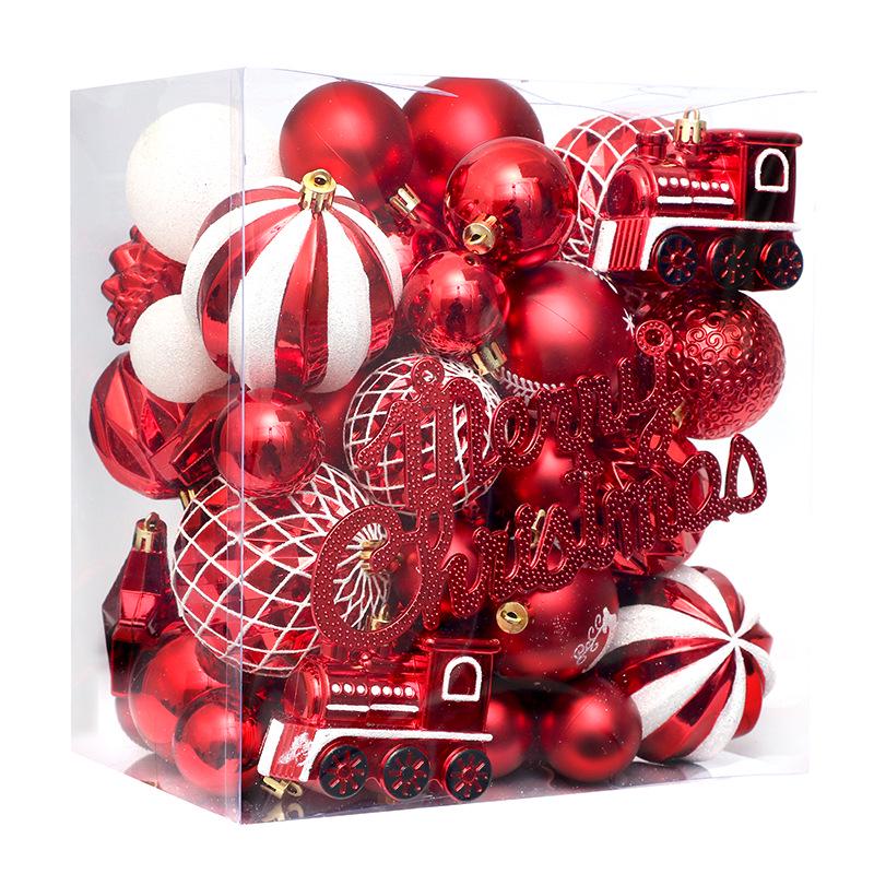 65-Piece Painted Christmas Ball Ornament Set for Tree Decorations