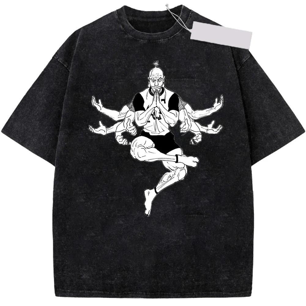New Anime Hunter X Hunter Printed Tshirt Mens and Womens Washed Tshirt High Quality Vintage Cotton Tshirt Harajuku Top