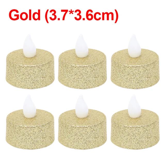 12/6/3/1Pcs Glitter LED Candles Battery Operated Tea Light Flameless Electric Candles Xmas Wedding Party Decorations Table Lamp