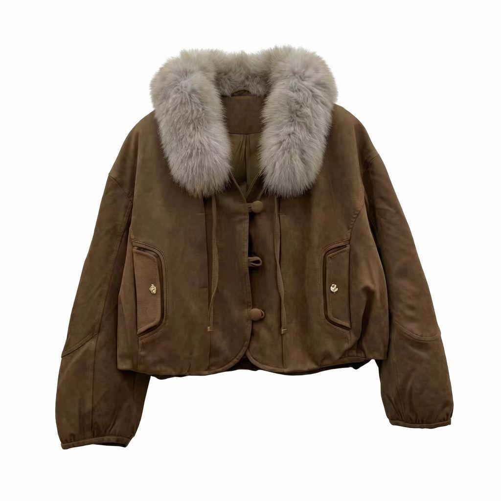 Winter Haining new removable fox fur collar Parker down jacket women's fashion trend warm jacket