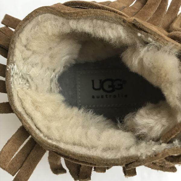 UGG Caleb Fransen Kurz Shearling Stiefel Braun Größe 6.5 23.5cm(GEBRAUCHT)
