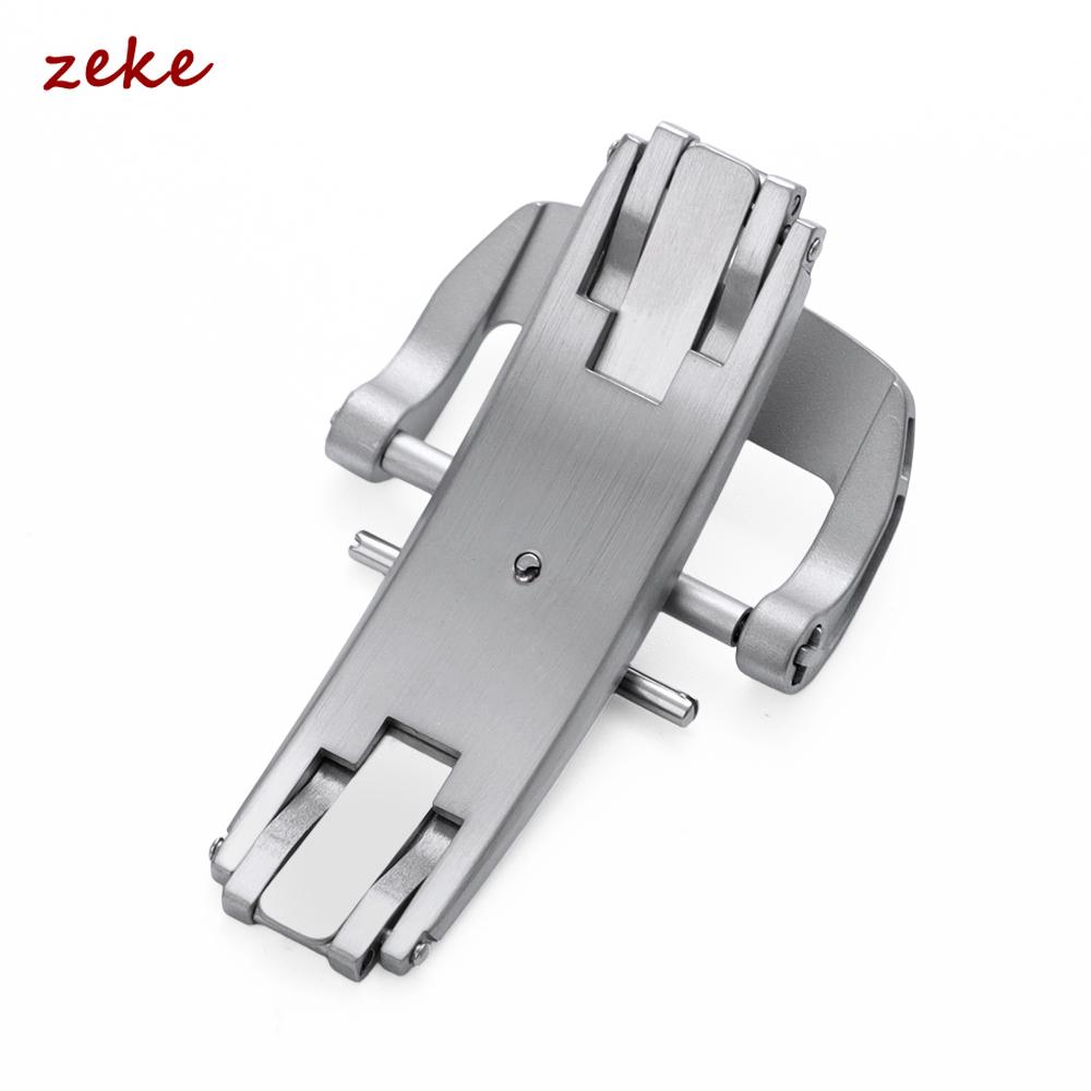 Solid Stainless Steel Double-Press Butterfly Fold Clasp, Silver Matte Watch Band Buckle & Rubber Strap Buckle Watch Accessories