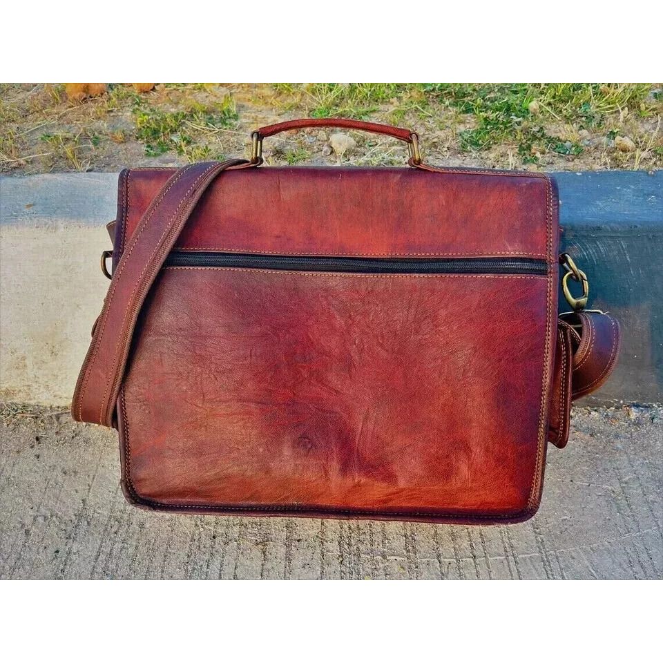 Leather Vintage Men Messenger Shoulder Bag Laptop Satchel Briefcase