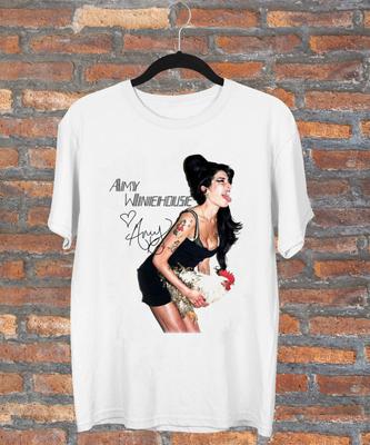 Amy Winehouse Kurzarm Geschenk für Fan Weiß S-345XL T-Shirt - Kostenloser Versand