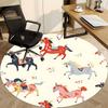 1PC Horse Pattern Office Round Area Rug, Mat Suitable For Office, Under Office Chairs Bedroom Living Room Home Decor, Room Deco