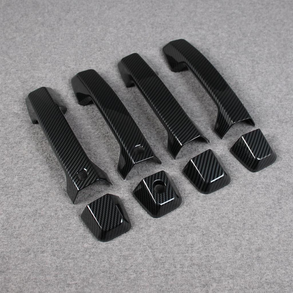 RUIQ Mitsubishi Triton Exterior Outer Door Handle Full Coverage Designed Exclusively for the New Mitsubishi Triton Carbon Fiber Covers, Type, (Black