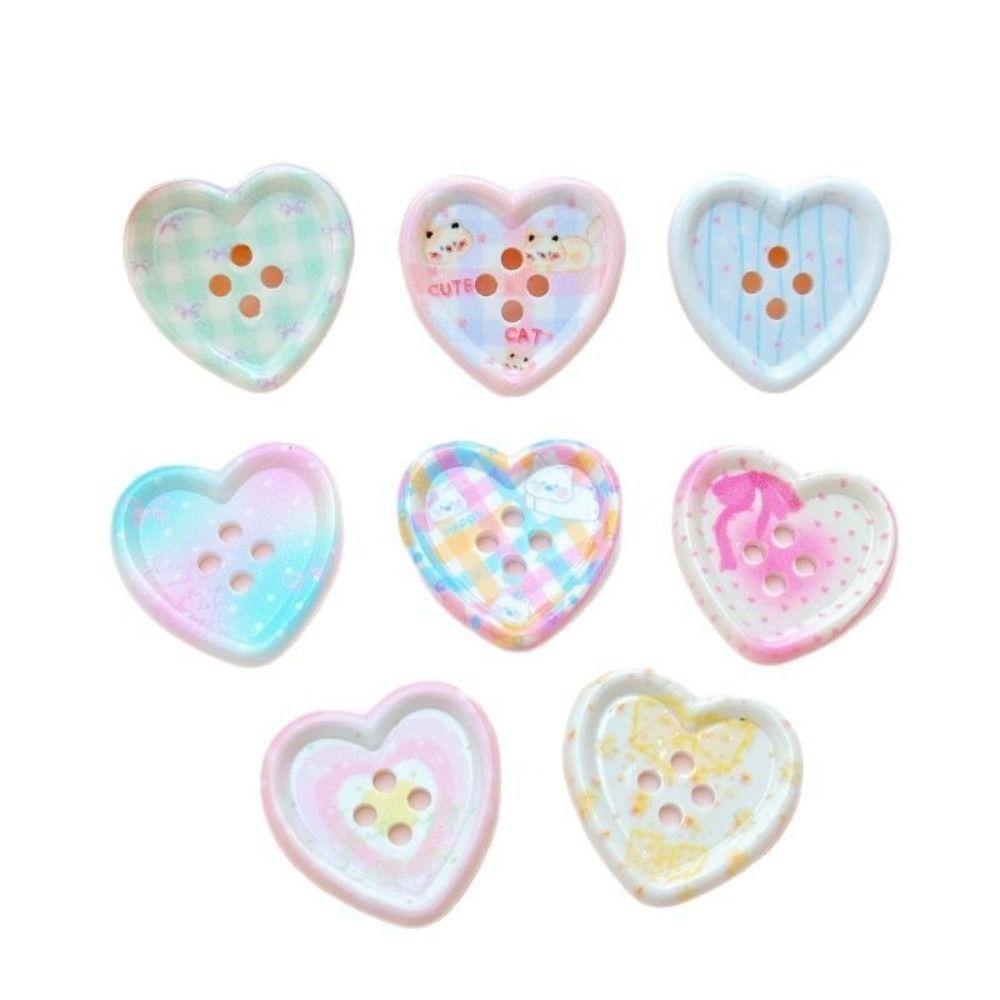 

50 PCS New Resin Buttons Vintage Cute Garment Ornaments DIY Plaid Doll Accessory