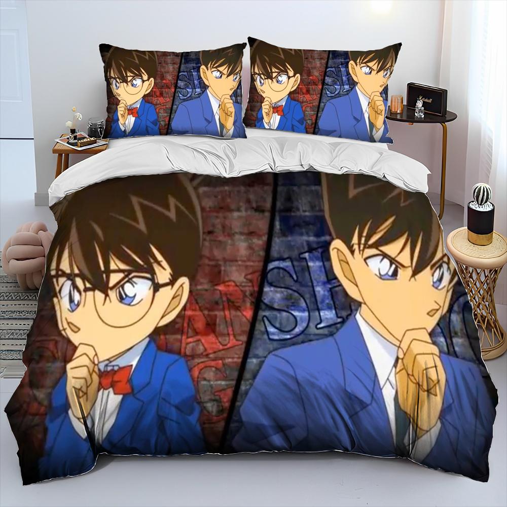 Comforter Detective Conan Cartoon Anime Comforter Bedding Set Bed Set King Queen Size Bedding Set Kids