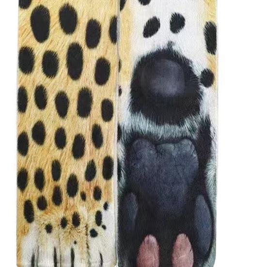 1 para długich skarpet 3D z kreskówkowym nadrukiem łap zwierząt, skarpetki sportowe, miękkie, wygodne, elastyczne, można prać w pralce