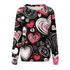 Damen Modisches Rundhals Schulter Langarm Valentinstag Bedrucktes Lässiges Pullover-Oberteil