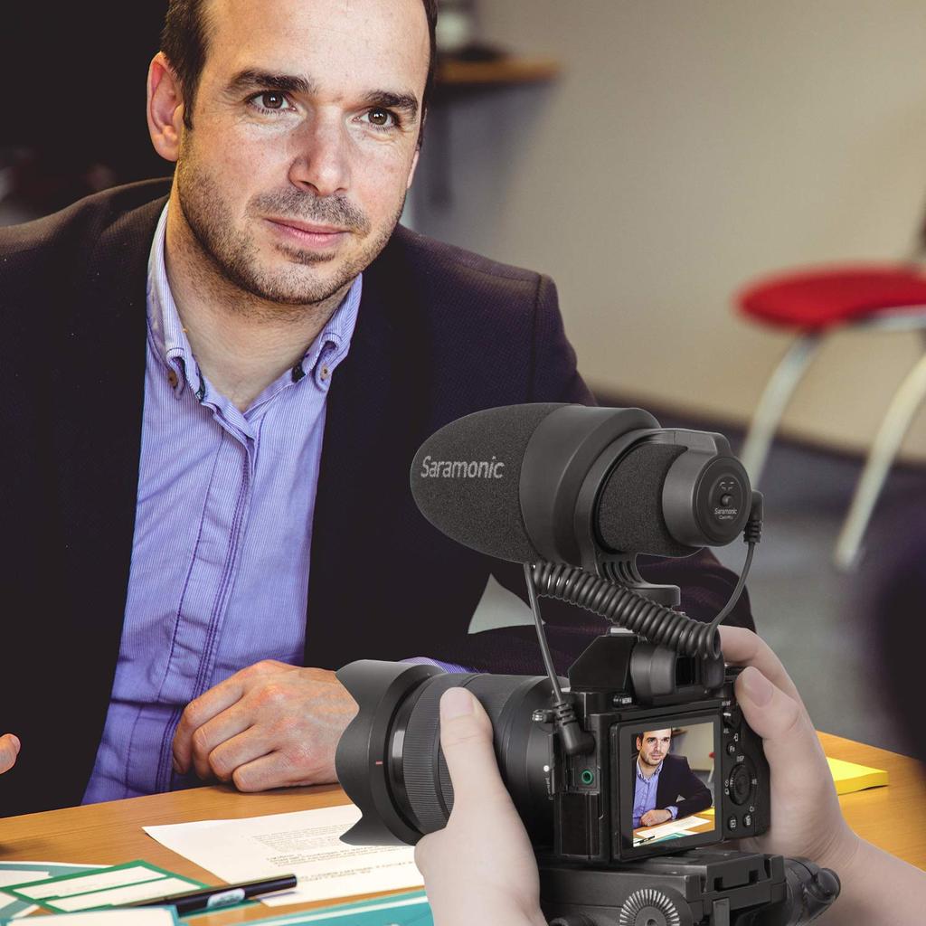 Saramonic CamMic Directional Video Microphone Designed for Smartphone Sony Canon EOS Nikon DSLR Camera Camcorder Travel Interview YouTube Recording