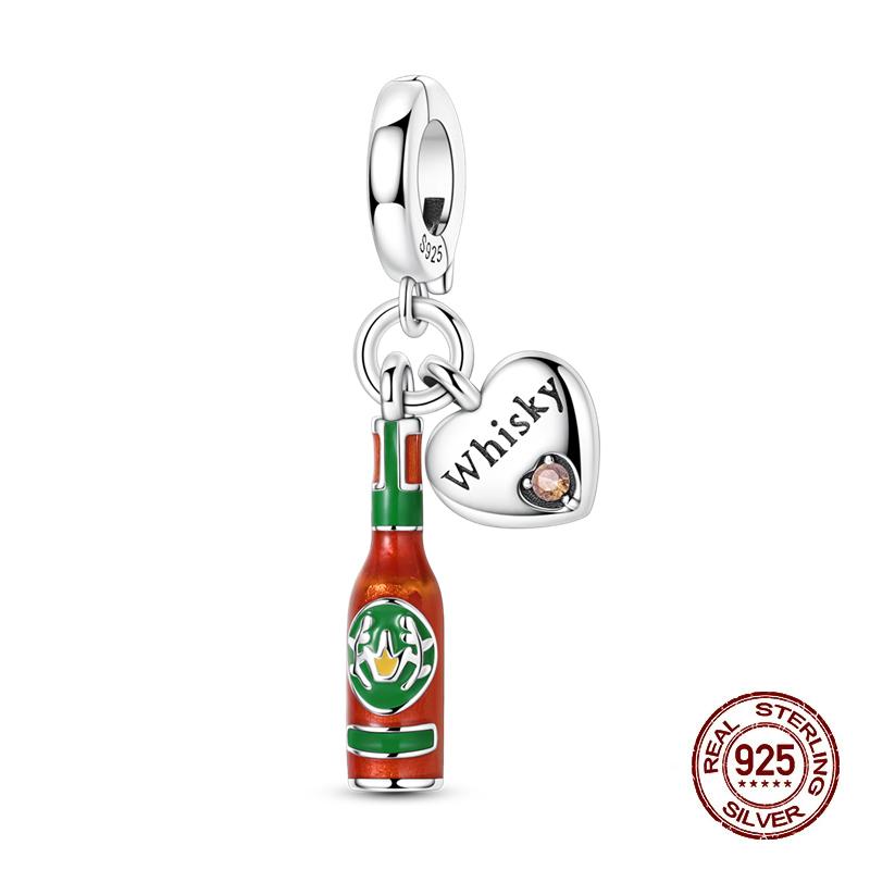 Wine Bottle Charms Copper Rum Brandy Whiskey Tequila Beads Fit 3Mm Original Bracelets Diy Jewelry Birthday Gift