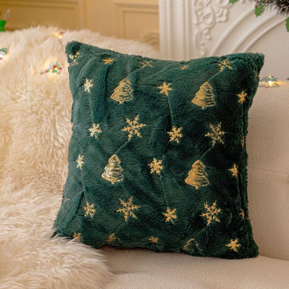 Christmas Tree Christmas Plush Pillowcase Snowflake Cushion Cover Living Room/Office