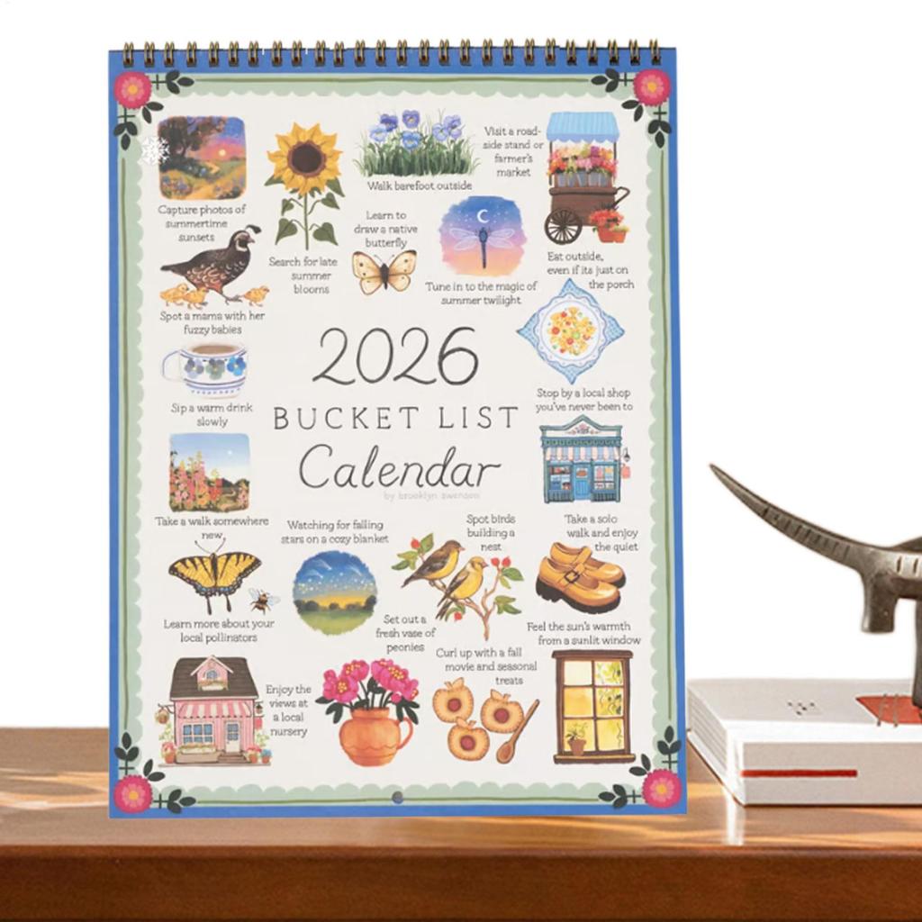 2026 Bucket List Calendar Notes Planning Colorful Wall Calendar Wish Calendar Wishes List Desktop Calendar Work Supplies
