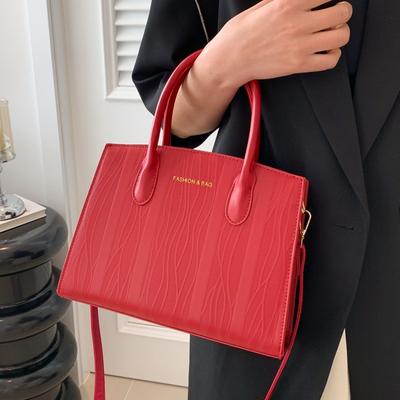 Red Luxury PU Crossbody Bag  New Women's Advanced Texture Zipper Shoulder Bag Elegant Commuting Party Ladies Handbag Trend