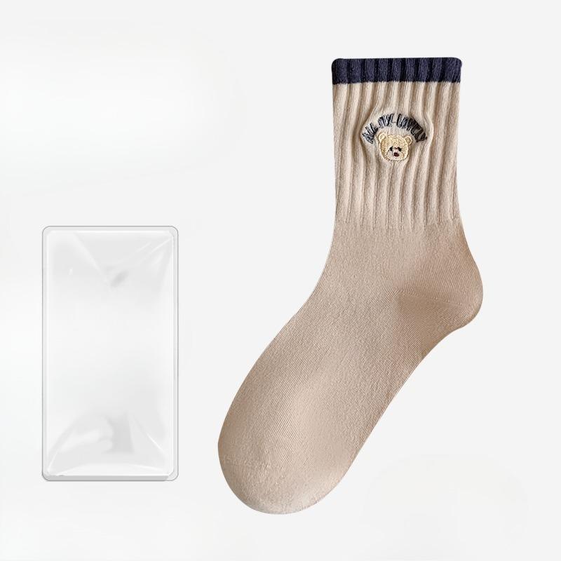 Female Autumn and Winter New Trend Pure Cotton All Take Skin Breathable Deodorant Wicking In Tube Socks