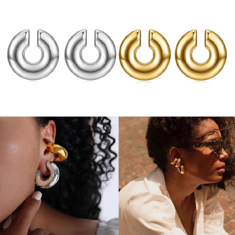 Chic Cartilage Cuff Earring Gold/Silver Ear Clip Unisex Statement Ear Adornments