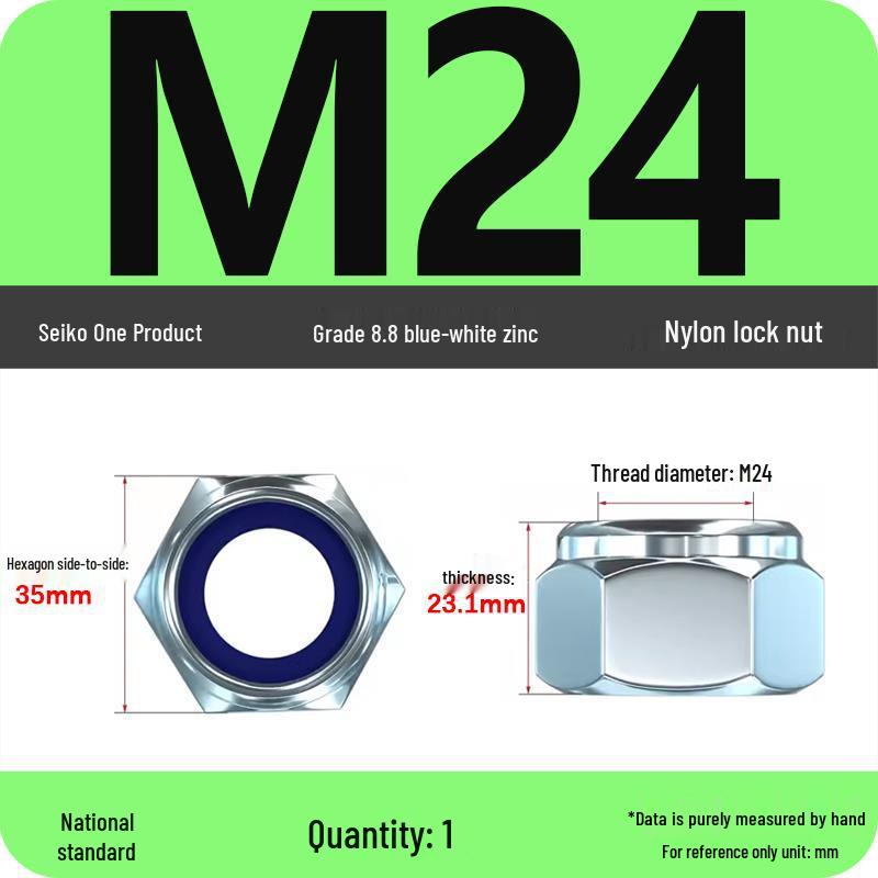4.8-Grade Galvanized Black Nylon Anti-Loosening Self-Locking Nut for M3-M10 Threads