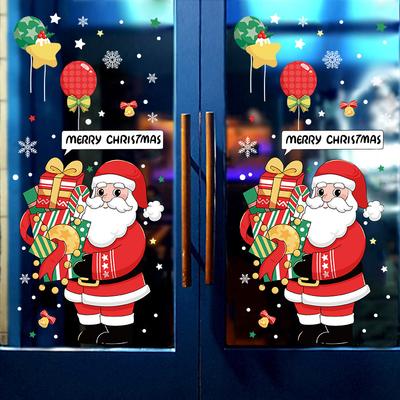 Christmas Decoration Window Stickers Santa Claus Christmas Tree Sticker Xmas Decoration Glass Door Decals Window Clings Stickers