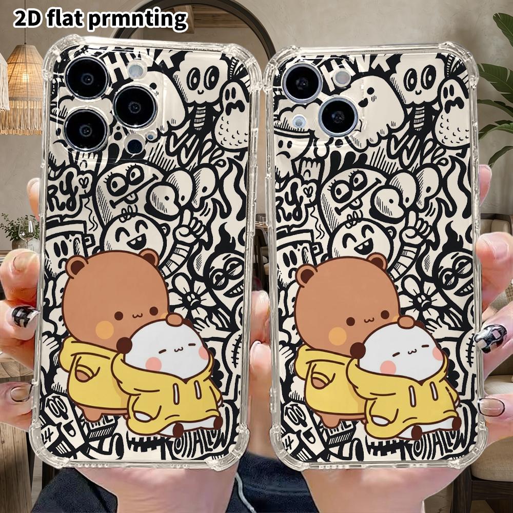 Phone Case: 2D flat suitable for iPhone 18 17 16 15 14 13 Pro, transparent with corner protection, soft and cute, perfect for Christmas and Halloween