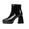 Bonbonfarbene Damenstiefel Kundenspezifische eckige Zehen Lackleder Hohe Absätze Stiefeletten Damen Plateau-Schuhe Winterpumps Botas WSH4986