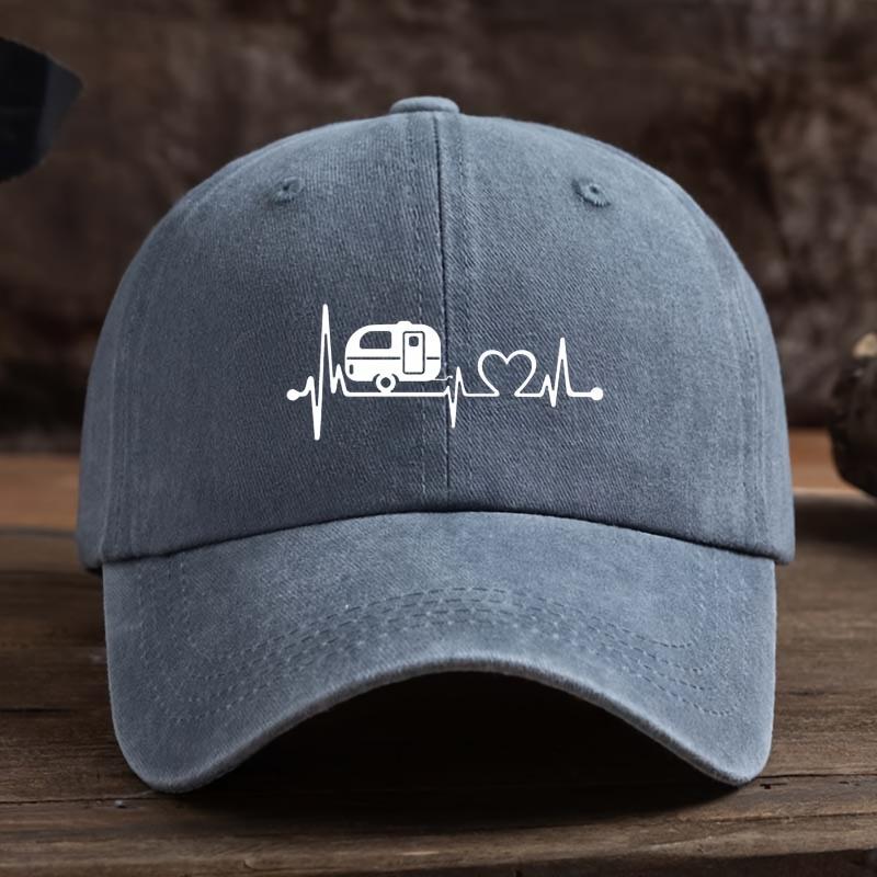 Fun Heartbeat Car Print Baseball Hat Fashionable Versatile Peaked Cap Men's Outdoor Hat