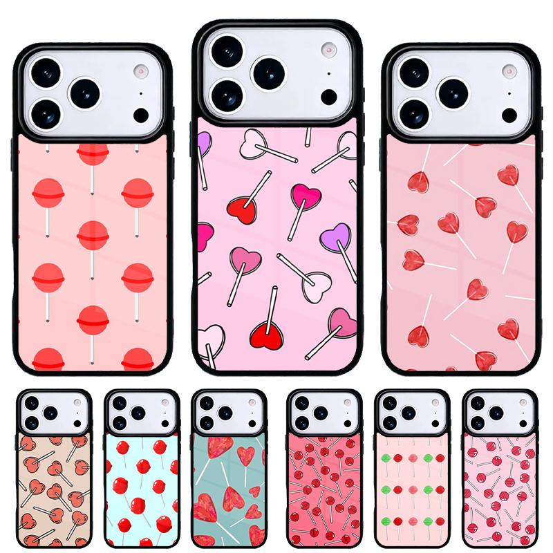 Red Lollipops Phone Case for iPhone 17 Air 16e 15 14 13 Pro Max Back Cover for 12 11 Pro Coque