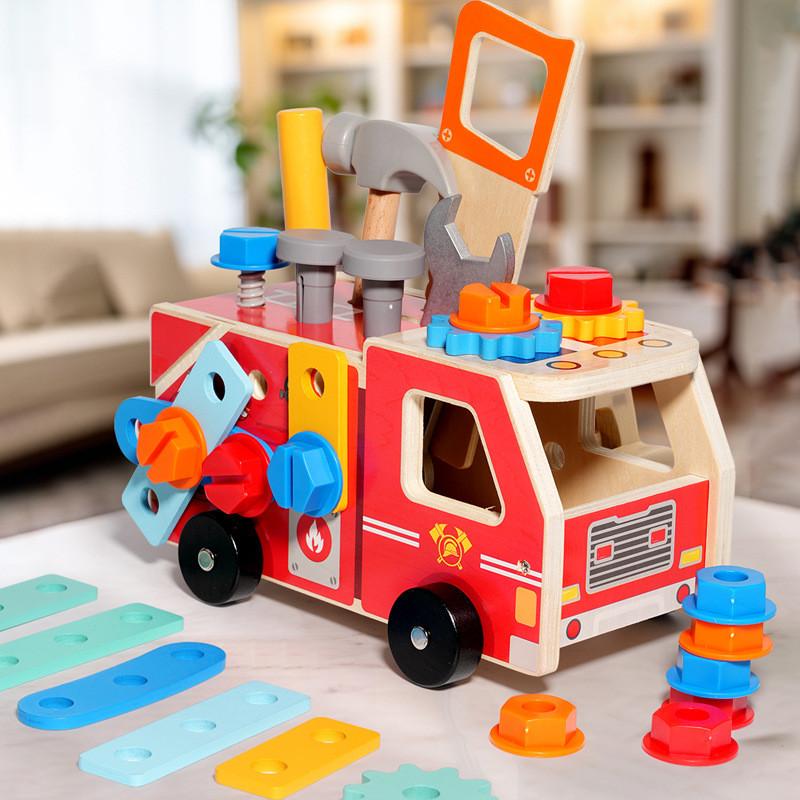 Wooden Fire Truck Puzzle Toy For Kids Educational And Developmental Play