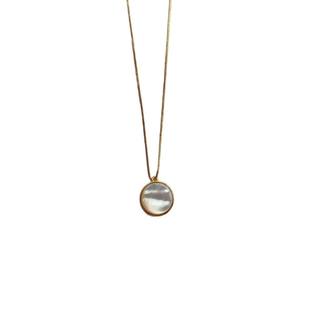 Simple Geometric Mother Shell Pearl Necklace Light Luxury Metal Chain Exquisite High Sense Elegant Temperament Collarbone Chain