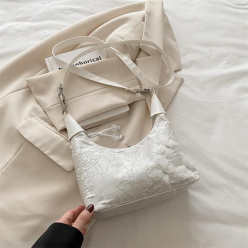 

Популярная сумка женская 2025 новая жаккардовая сумка свежая и простая на плечо сумка-мессенджер белый