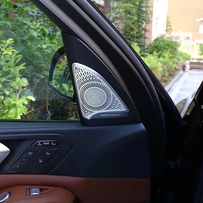 2Pcs/Set Aluminum Alloy Car Tweeter Speaker Cover Trim Fit For BMW X5 G05 X7 G07  Auto Interior Accessories