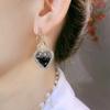 2023 New Vintage Shiny Black Crystal Love Heart Stud Earrings Women's Personality Fashion Earrings Wedding Jewelry Birthday Gift