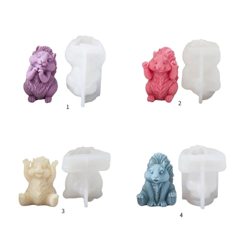 Niedliches Eichhörnchen Silikon Aromatherapie Kerzenform Cartoon Großer Schwanz Tier Duftkerze Ornament Desktop Heimdekorationen