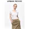 UR2026 Women's Slim Fit Textured V-Neck Short Sleeve T-Shirt