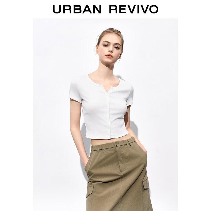 UR2026 Women s Slim Fit Textured V-Neck Short Sleeve T-Shirt XL